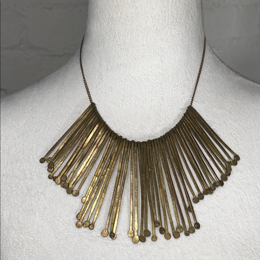 Brass Bib Collar Necklace Modernist Statement Piece